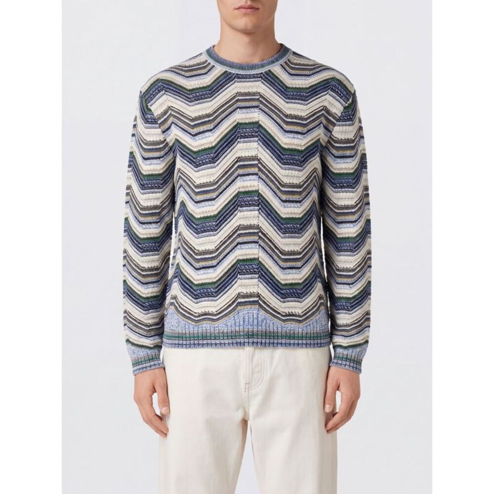 Missoni Men Missoni Multicolour Zig-Zag Wool Blend Slim Fit Crewneck Jumper
